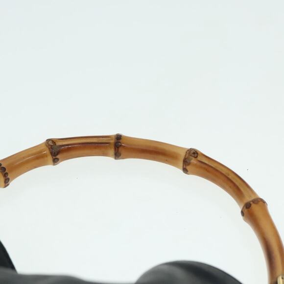 GUCCI Bamboo Hand Bag Leather Black Gold 001 1638 001 1638 - Picture 8 of 16
